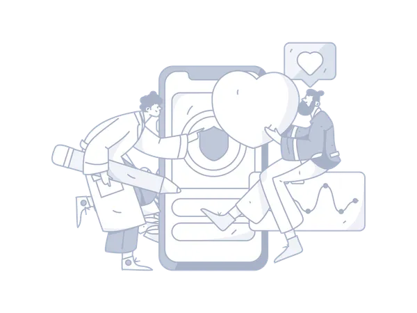 Two guys doing medical analysis  Illustration