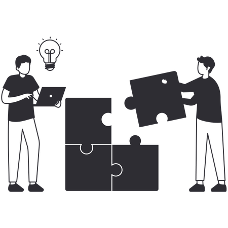 Two guys finding Business Solution  Illustration