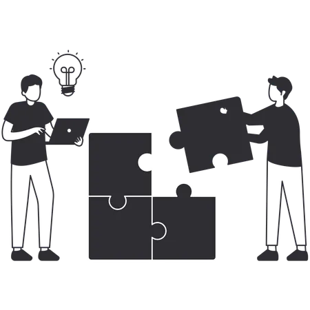 Two guys finding Business Solution  Illustration