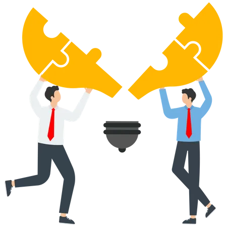 Two guys solving business problem  Illustration