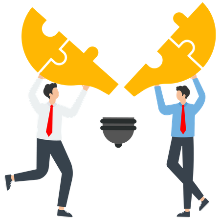 Two guys solving business problem  Illustration