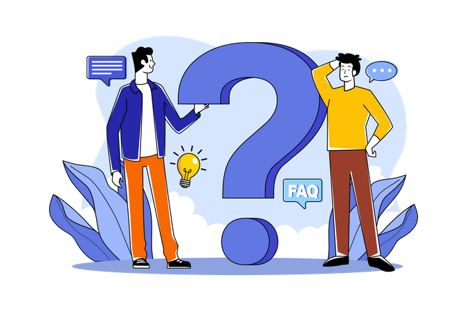 Two guys think about a question Illustration
