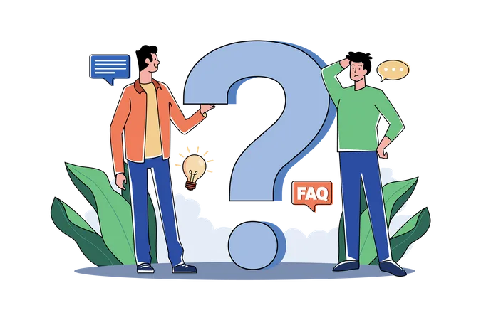 Two Guys Think About A Question Illustration