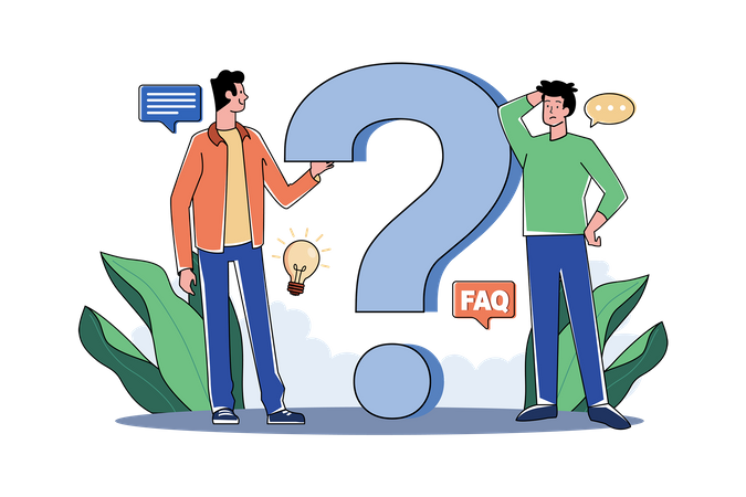 Two Guys Think About A Question  Illustration