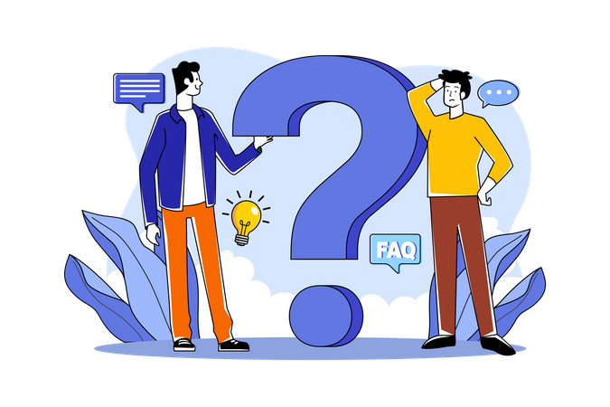 Two guys think about a question  Illustration