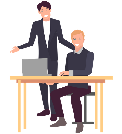 Two guys working at office  Illustration