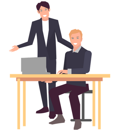 Two guys working at office  Illustration