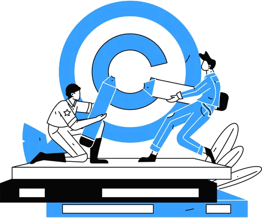 Two guys working on copyright book  Illustration