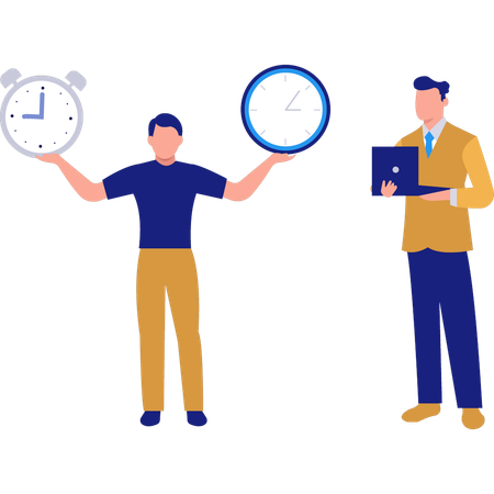 Two Guys working to manage time  Illustration