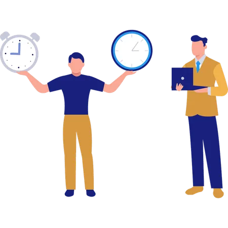Two Guys working to manage time  Illustration