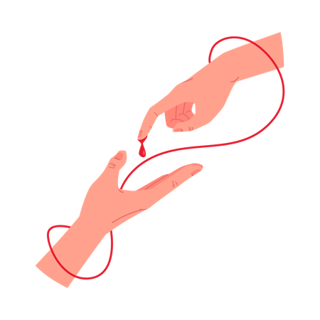 Two hands donating blood  Illustration