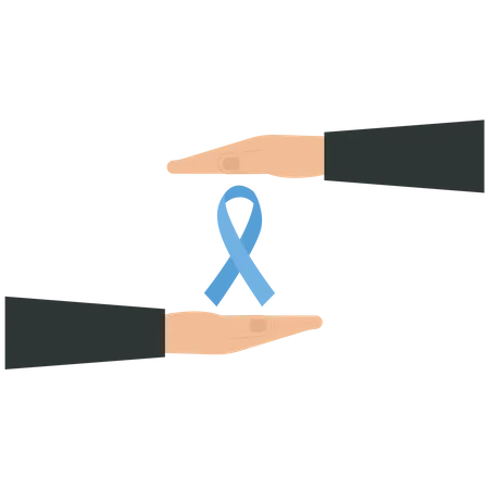 Two hands hold a bladder cancer ribbon symbol  Illustration