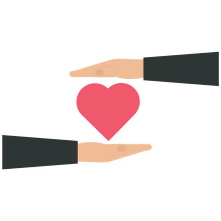 Two hands with a red heart  Illustration