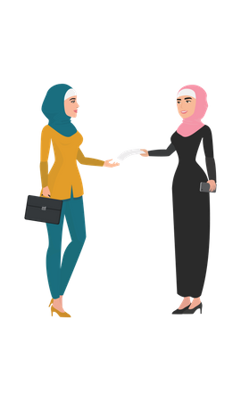 Two hijab girl doing business discussion  Illustration