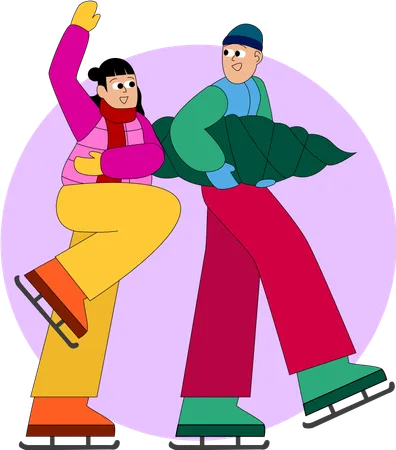 Two ice skaters perform a lift  Illustration