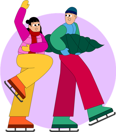 Two ice skaters perform a lift  Illustration