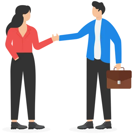 Two International Businessmen Shaking Hands Businessmen First Greet Each Other With A Firm Handshake Flat Style Character Vector Illustration Illustration