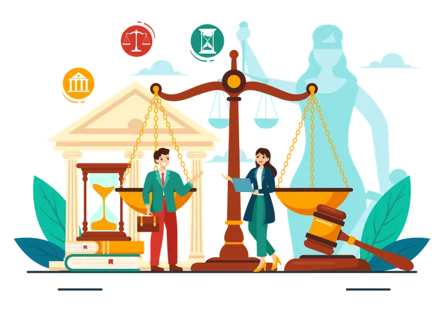 Two lawyers at court  Illustration