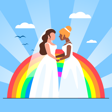 Two lesbian women getting married Illustration