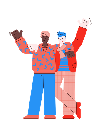 Two male best friends  Illustration