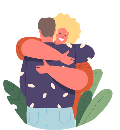 Two Male Friends Share A Warm Embrace  Illustration