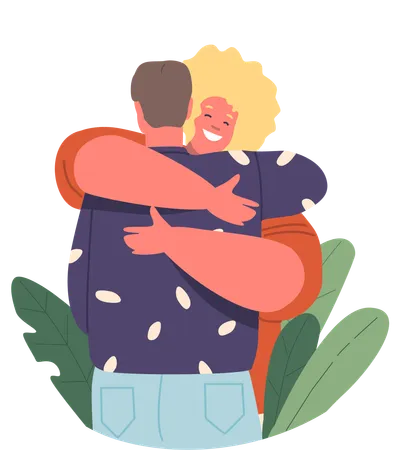 Two Male Friends Share A Warm Embrace  Illustration