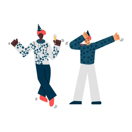 Two man dancing on the floor  Illustration