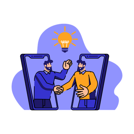 Two man doing  Digital business deal  Illustration