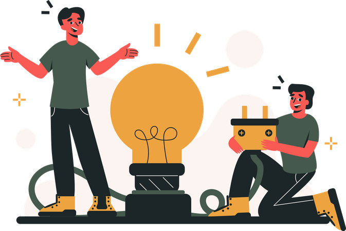 Two Man getting business idea  Illustration