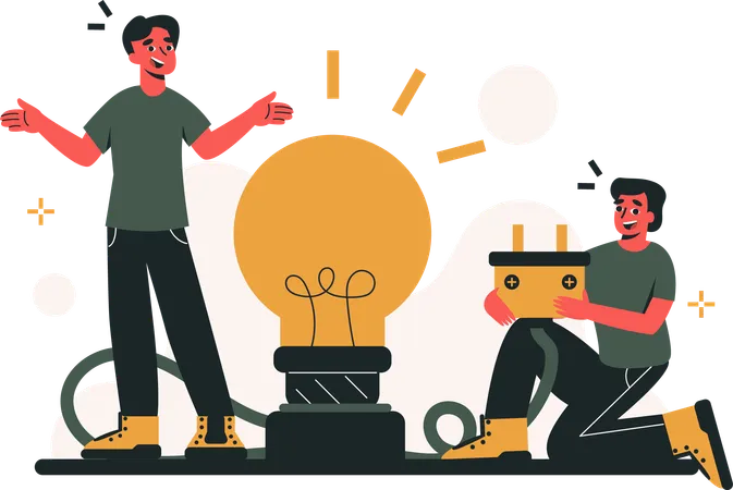 Two Man getting business idea  Illustration