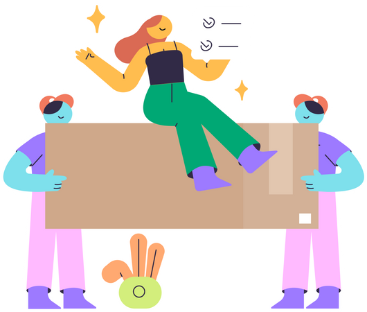 Two man holding Heavy Package  Illustration