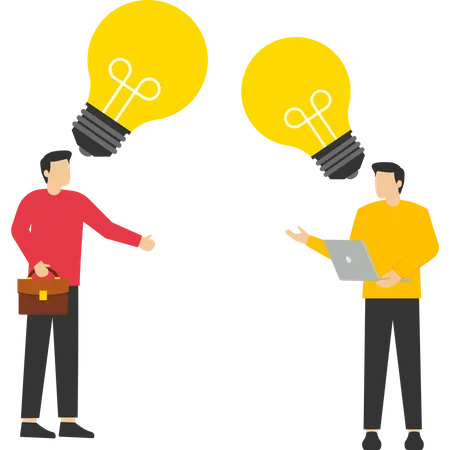 Concept Of Sharing And Looking For Business Ideas Brainstorming Collaboration And Meeting Creative People With Light Bulb Ideas Finding A Solution To A Task Office Workers Share Ideas Illustration