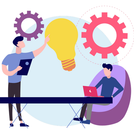 Two man working on idea management  Illustration