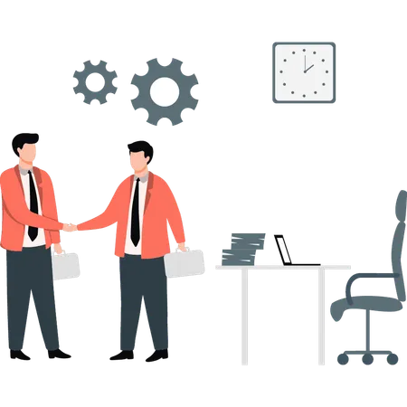 Two mechanical engineers shaking hand  Illustration