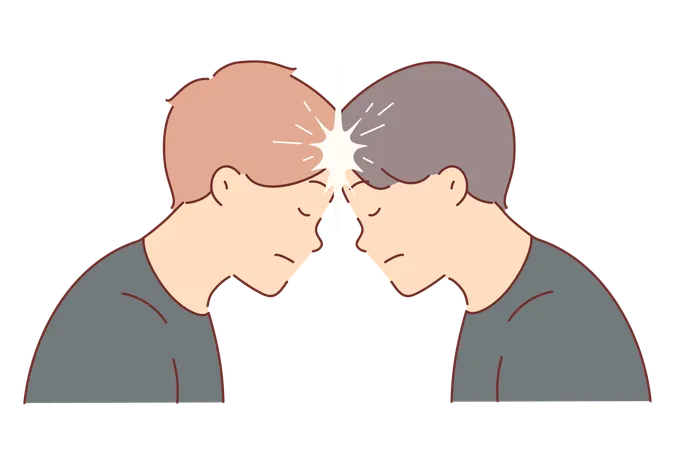 Two Men Brainstorm Together And Touch Foreheads To Create Telepathic Connection Guys Practice Telepathic Telekinesis Developing Supernatural Abilities From Science Fiction Films Illustration
