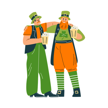 Two men celebrating St. Patrick's Day  Illustration