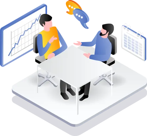 Two men discussing business development  Illustration