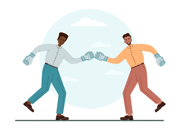 Two men doing business battle with each other  Illustration