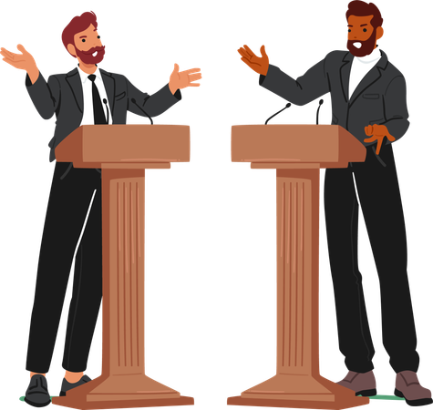 Two Men Engage In A Spirited Debate  Illustration