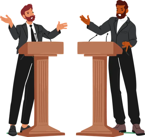 Two Men Engage In A Spirited Debate  Illustration