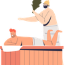 illustration men visiting sauna