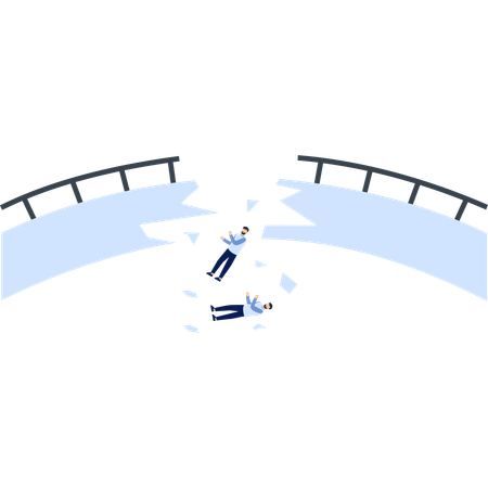 Two Men Falling Business Failure Crisis  Illustration