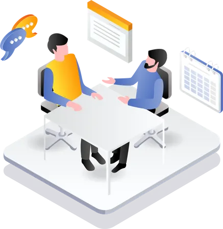Two men having a discussion about a business plan  Illustration