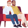 father and son sitting on couch illustration free download