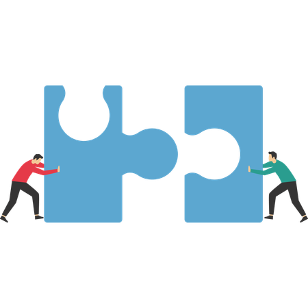 Two men solving jigsaw puzzle  Illustration