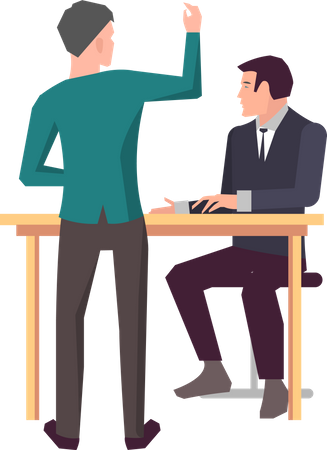 Two men talking about business plan  Illustration