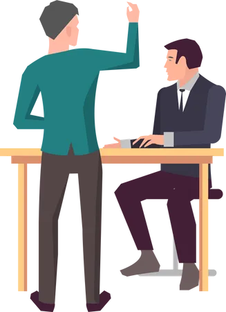 Two men talking about business plan  Illustration