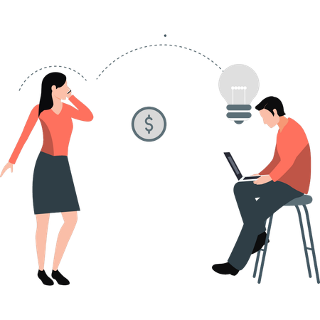 Two people doing business work  Illustration