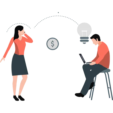 Two people doing business work  Illustration