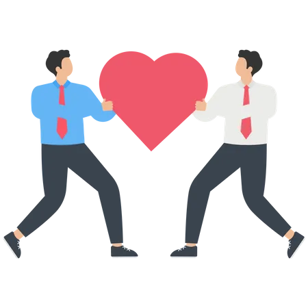 Two people fight for the heart  Illustration
